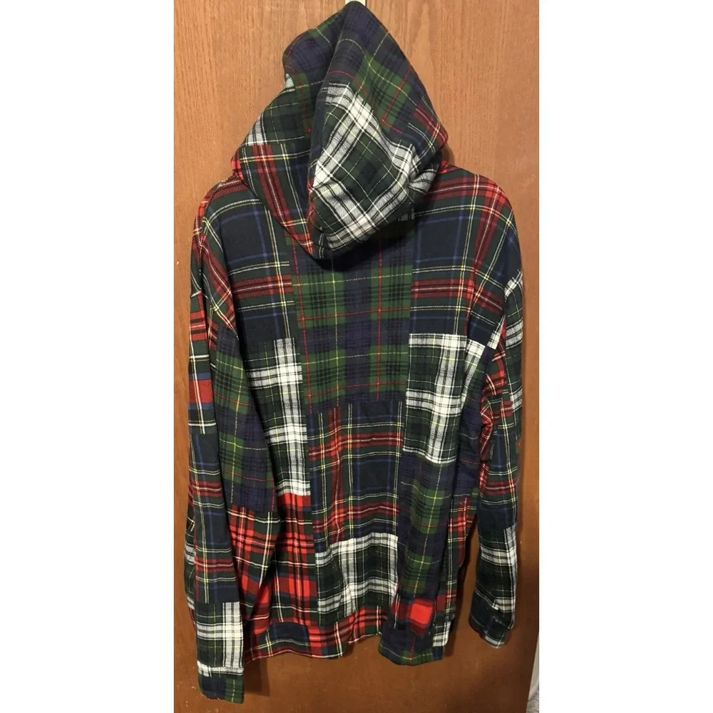 HTF Mens Ralph Lauren Polo Patchwork Plaid Hoodie Mixed Tartan Sz XXL TubB8